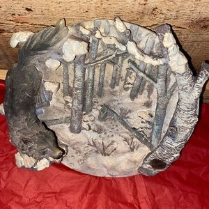 Rustic Wolf and Forest Scene Wall Art